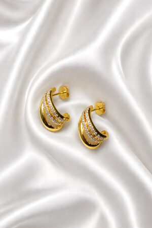 Luxury Curved Crystal Hoop Earrings