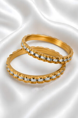 Elegant Dual Tone Textured Bangle