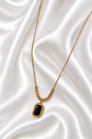 Black Stone Pendant Necklace