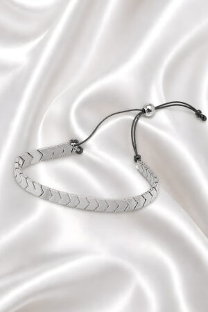 Classic Silver Chevron Adjustable Bracelet