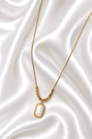 White Stone Pendant Necklace