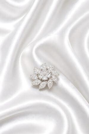 Silver Floral Crystal Stud Earrings