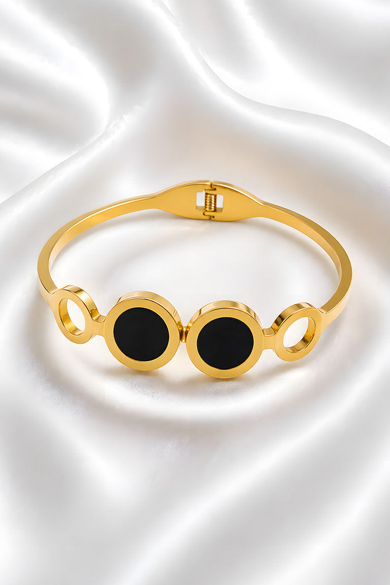 Modern Black Stone Accent Bangles