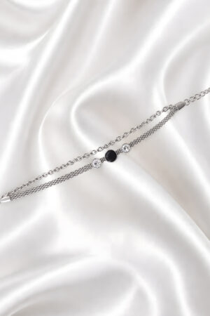 Minimal Black Stone Chain Bracelet