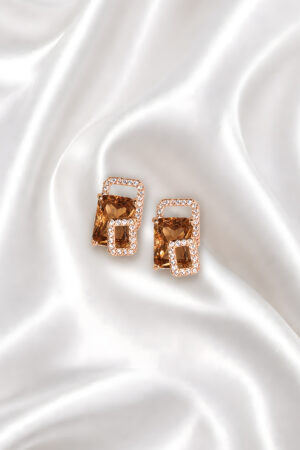 Geometric Double Frame Crystal Earrings