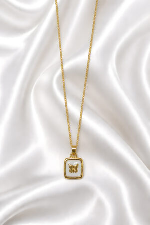 Butterfly Square Pendant Necklace