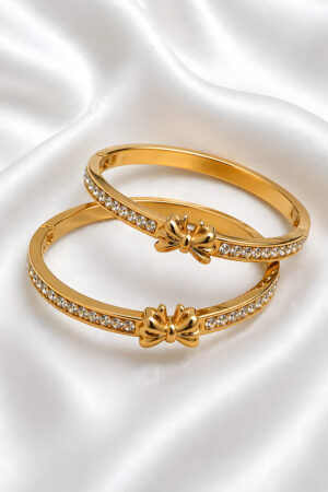 Elegant Crystal Bow Detail Bangles