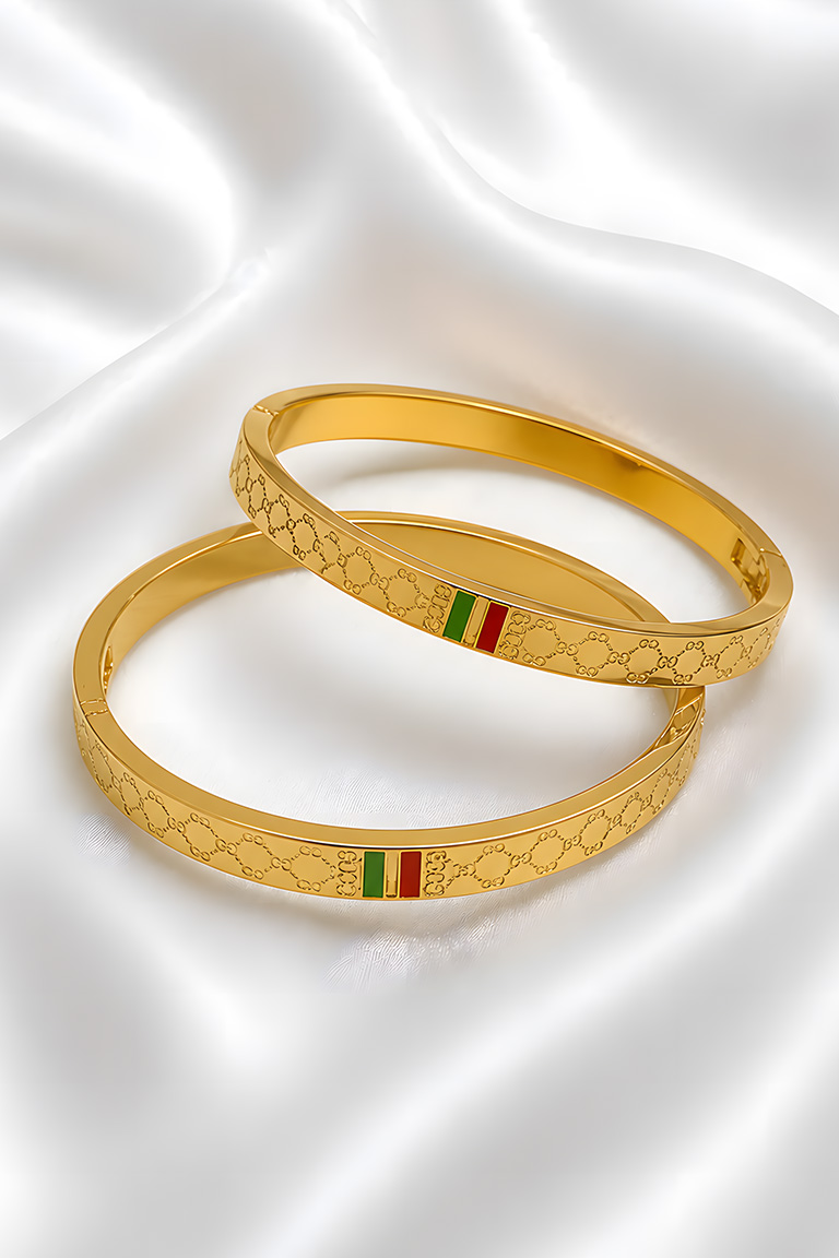 Luxury Patterned Stripe Detail Bangles