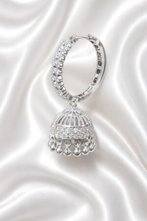 Silver Hoop Jhumka Earrings