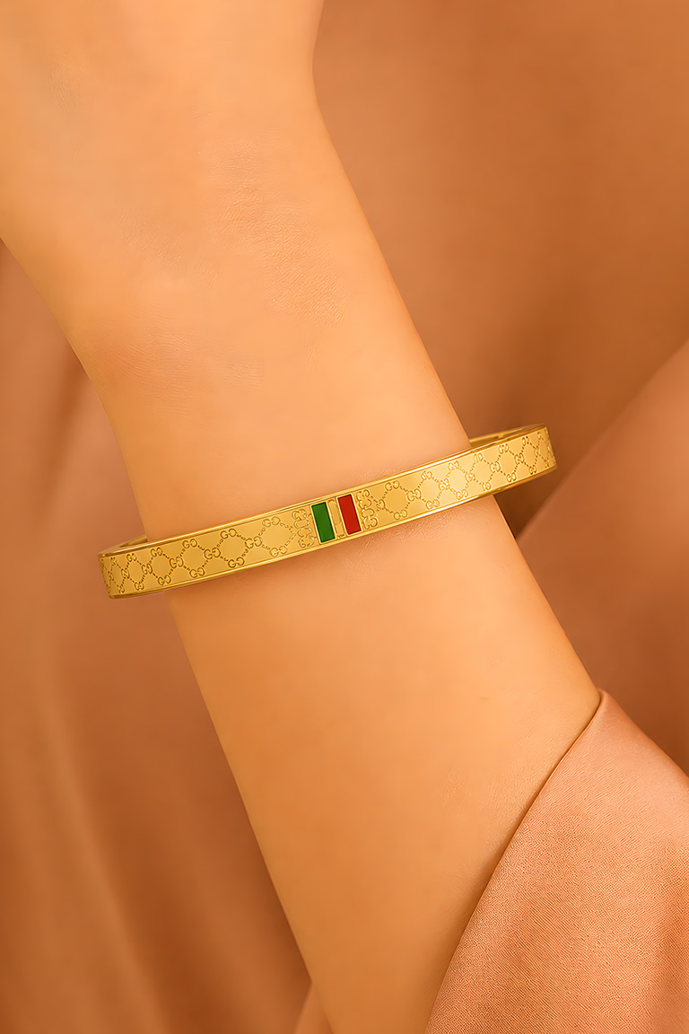 Luxury Patterned Stripe Detail Bangles - Image 2