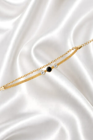 Dual Tone Stone Accent Bracelet