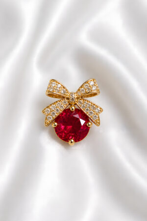 Classic Bow Crystal Drop Earrings (Red)