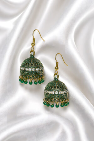Green Traditional Jhumka Earrings