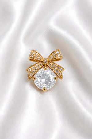 Classic Bow Crystal Drop Earrings (White)