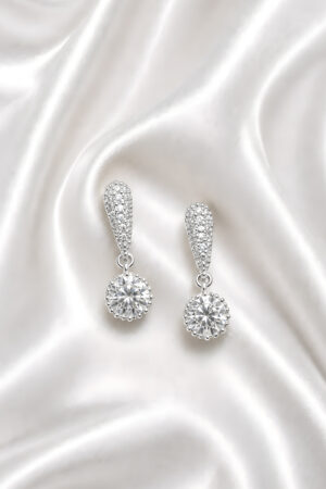 Elegant Diamond Drop Earrings (Silver)