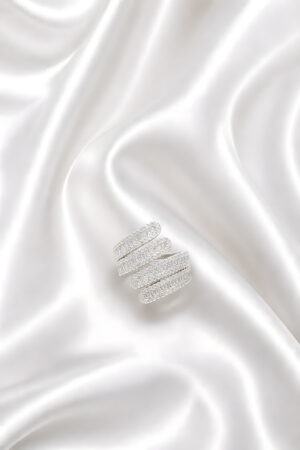 Silver Multi-Layer Crystal Wrap Ring
