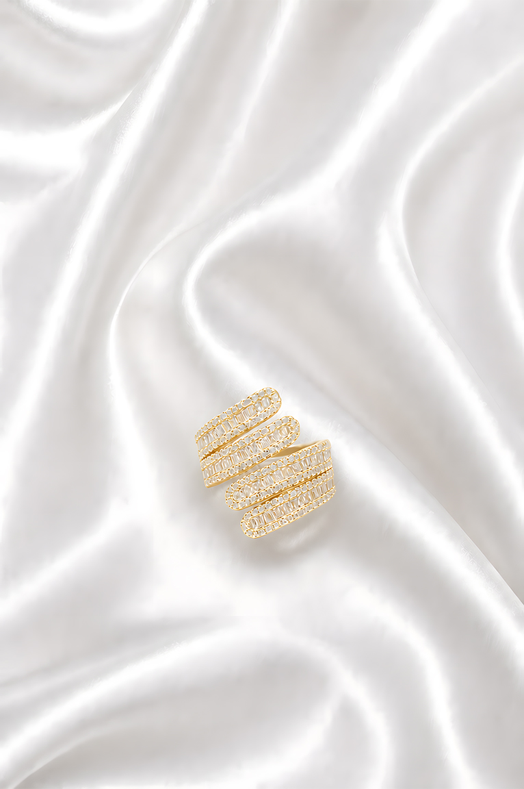 Gold Multi-Layer Crystal Wrap Ring