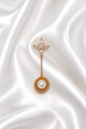 Floral Pearl Drop Statement Earring