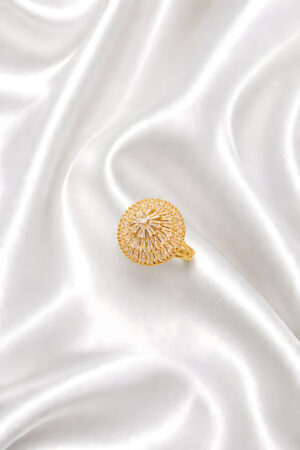 Gold Round Crystal Statement Ring