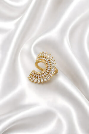 Gold Dual Halo Crystal Ring