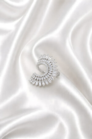 Silver Dual Halo Crystal Ring