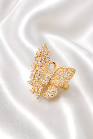 Gold Butterfly Crystal Statement Ring