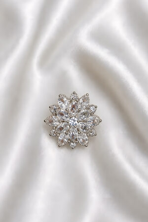 Luxury Crystal Flower Stud (Silver)