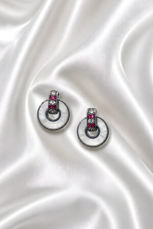 Modern Circle Drop Earrings (Black Accent)