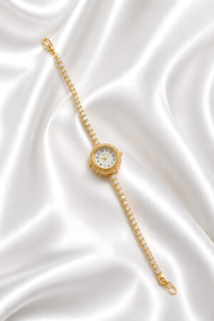 Gold Crystal Chain Bracelet Watch for Women