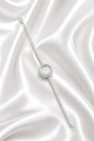 White Crystal Chain Bracelet Watch for Women
