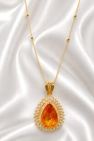 Luxury Amber Drop Crystal Pendant Necklace
